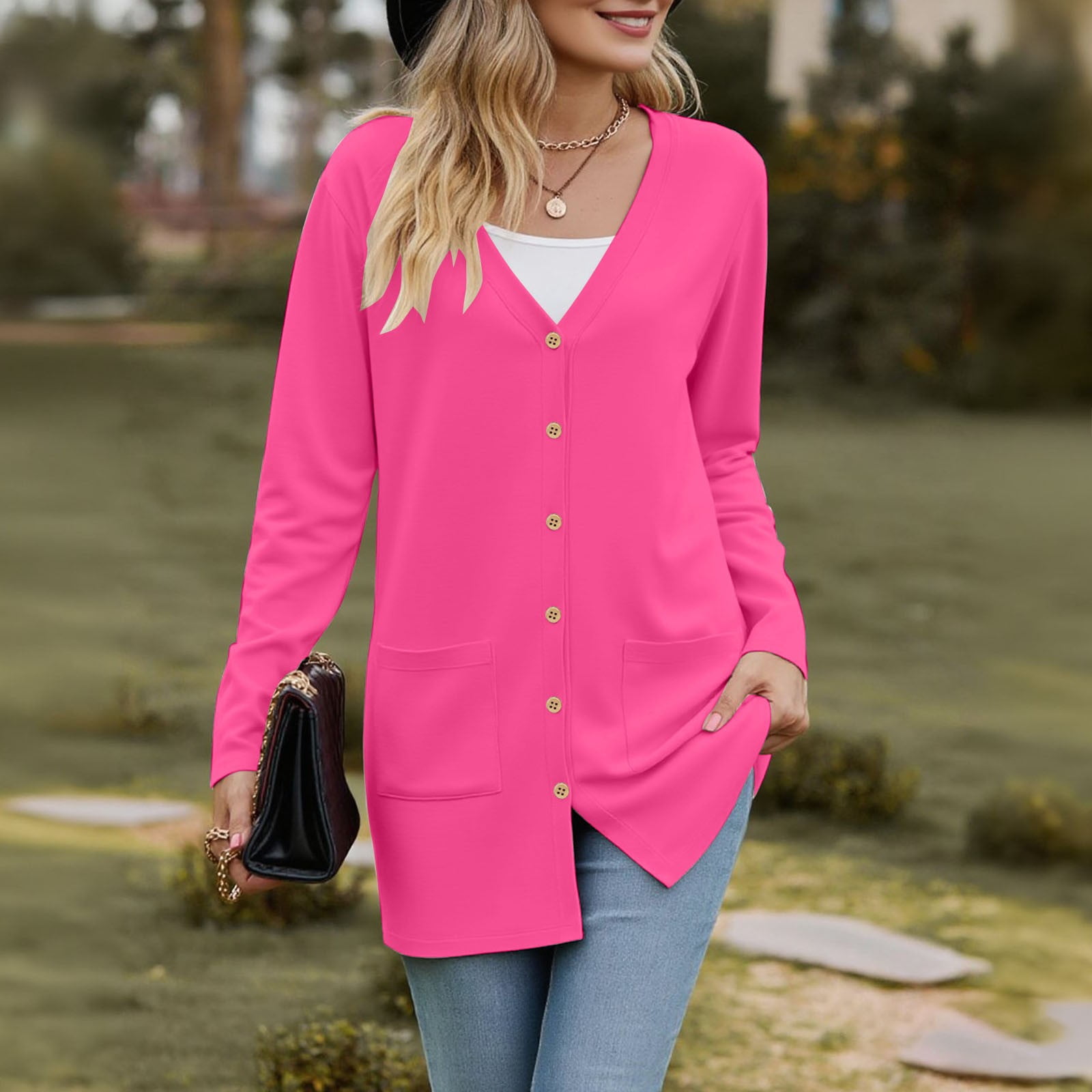 Long Sleeve Cardigan with Pockets, Women
