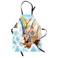 thumbnail image 1 of Children Apron Many Animals on a Boat Noah's Ark in Fluffy Clouds with Rainbow Fantasy Cartoon, Unisex Kitchen Bib Apron with Adjustable Neck for Cooking Baking Gardening, Multicolor, by Ambesonne, 1 of 3