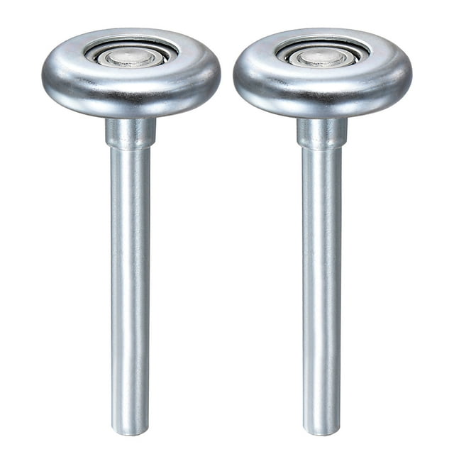 2 Rouleaux de Porte de Garage en Acier Zingué 1.8 Pouces, Potence Longue 3.74 Pouces, Argent