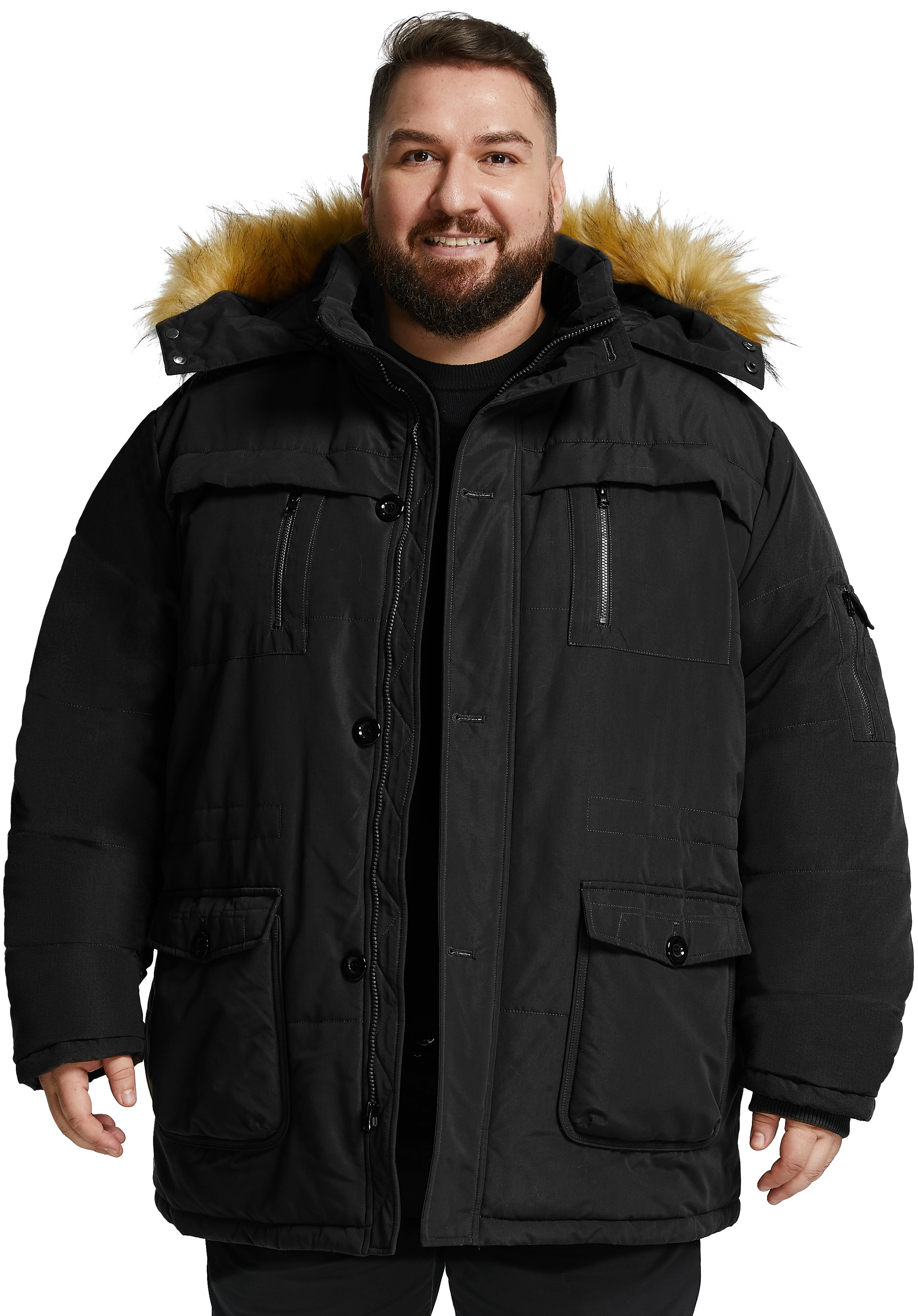 Soularge Men's Big and Tall Heavy Winter Warm Plaid Hooded Jacket