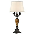 thumbnail image 2 of Kathy Ireland Mulholland Traditional Table Lamp 37" Tall Bronze Golden Marbleized with USB Dimmer Cord White Bell Shade for Bedroom Living Room Office, 2 of 9