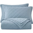 thumbnail image 6 of Chezmoi Collection Owen 3-Piece Soft Cooling Bamboo Fiber Quilt Bedspread Diamond Quilted Coverlet Set (Queen, Blue), 6 of 9