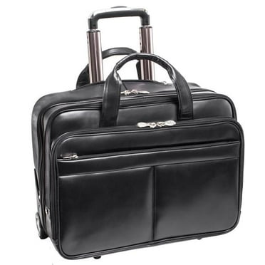 Bowery Leather Wheeled Non - Detachable Laptop Briefcase - Black