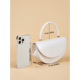 thumbnail image 5 of Women White Textured Half Moon Top Handle Handbag Elegant Evening Purse Wedding Party Bag, 5 of 7