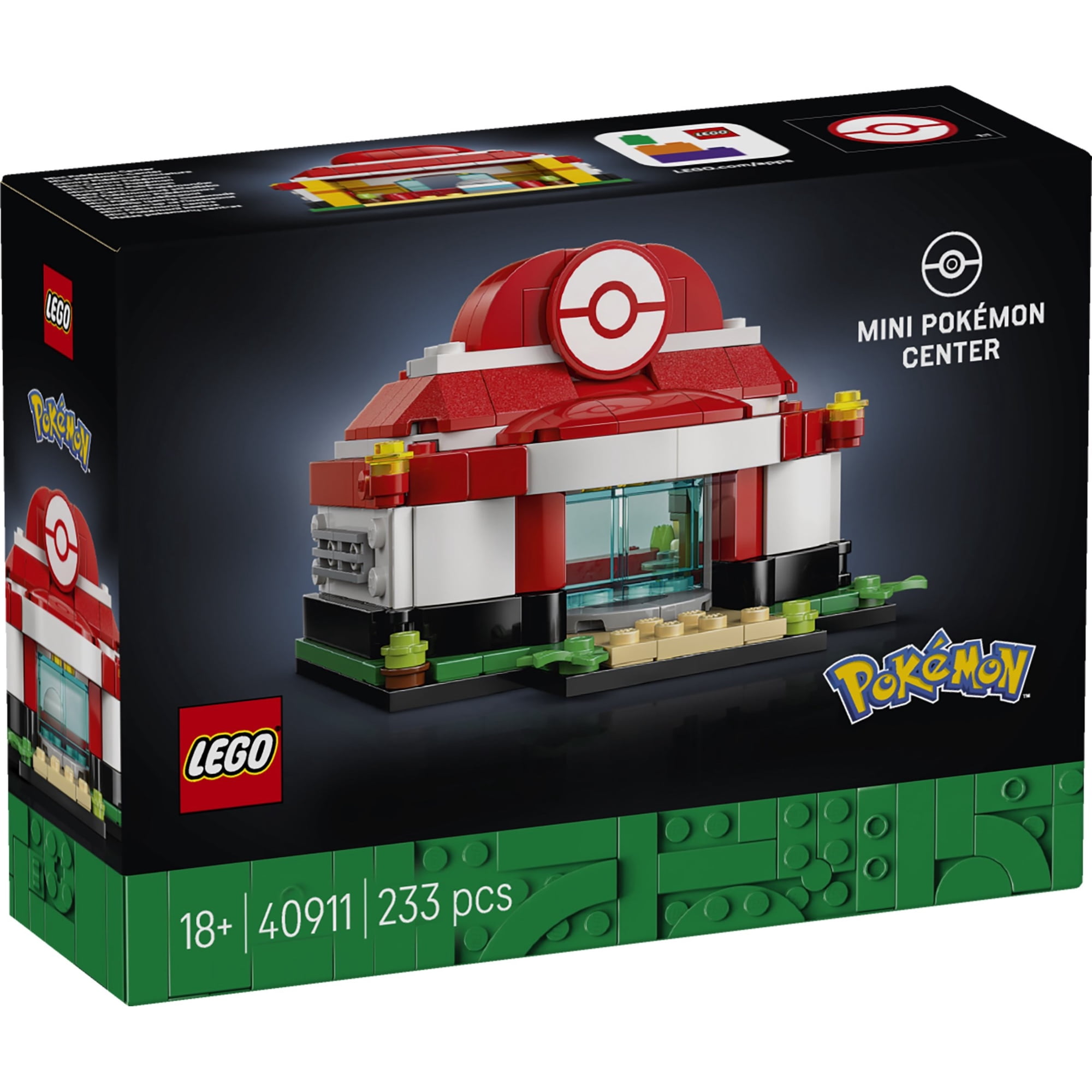 LEGO Pokémon Mini Pokémon Center – 233-Piece Collectible Display Building Set with Sliding Doors & Healing Station, Gamer Room Decor Gift for Adults – 40911