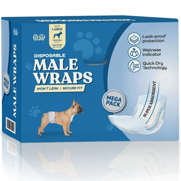 Couches pour Chiens Confortables - Lot de 30 Super Absorbantes Jetables pour Chiens - Technologie FlashDry Gel, Indicateur d'Humidité Couches pour Chiens - Couches Étanches pour Incontinence, Miction Excitable
