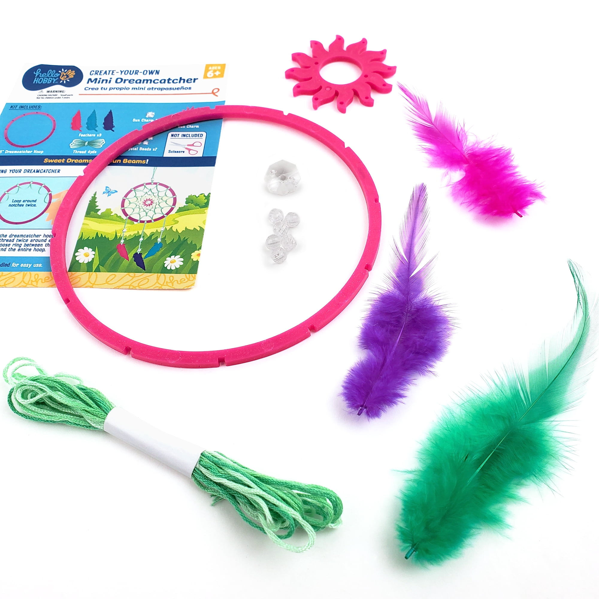 Hello Hobby Create Your Own Multi-Color Mini Dream Catcher Decoration, Child Craft Kit