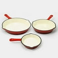 thumbnail image 2 of CookPro 3 Pc Cast Iron Skillet Set w/Red Enamel Coating, 2 of 6