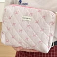 thumbnail image 4 of SSKFHGI Pink Bowknot Women Cosmetic Bag Portable Zipper Makeup Organizer Bag Travel, 4 of 5