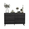 thumbnail image 2 of Kadyn Bedroom Wide Dresser with 6 Drawers, 3-Drawer Storage Chest of Drawers for Closet, Bedside, Living Room, Laundry Room Entry Way, Hallway Storage Chest of Drawers, Black, 2 of 3