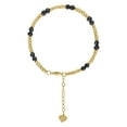 thumbnail image 2 of 10kt Real Yellow Gold Womens Black Beaded Heart Charm Bracelet, 2 of 2