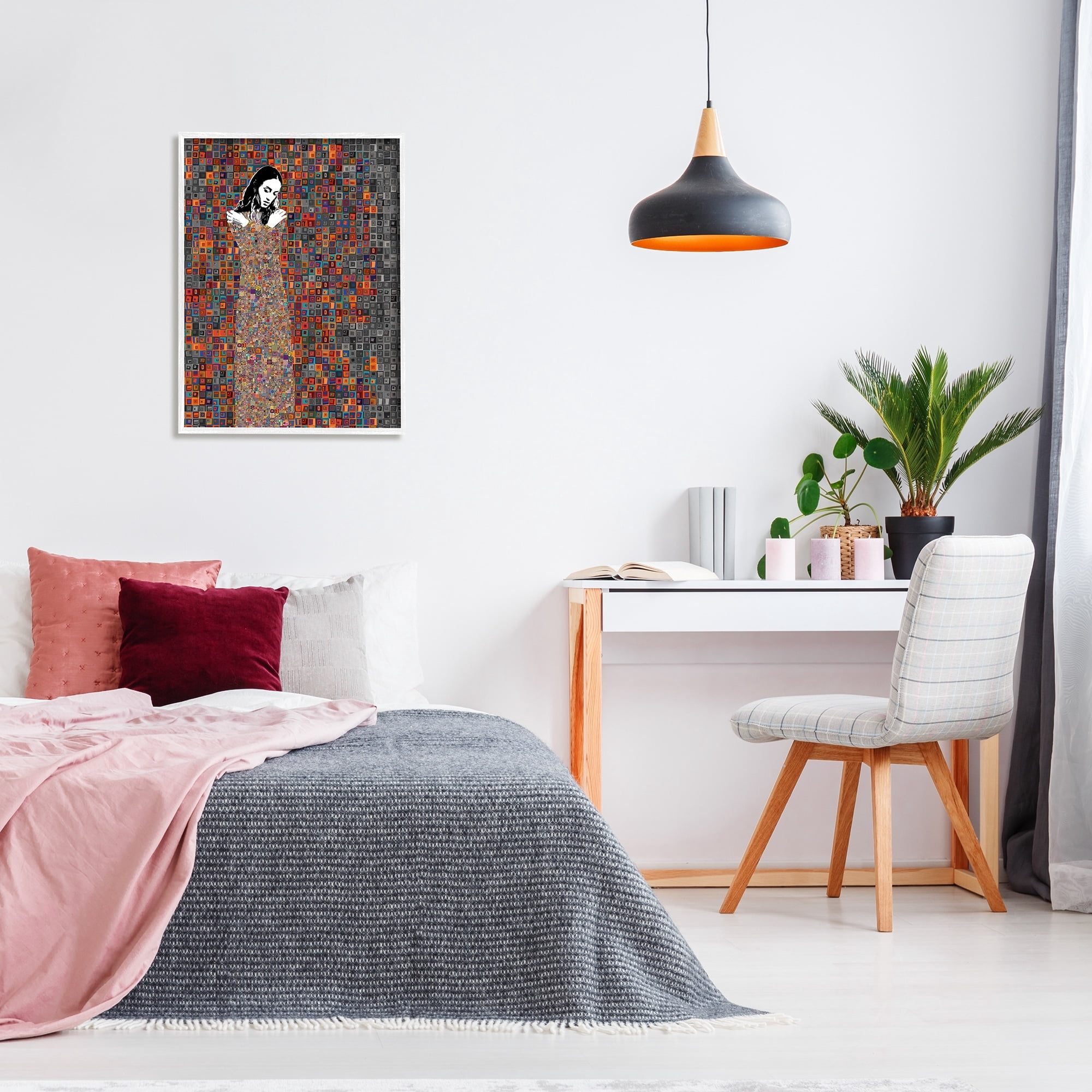 Stupell Industries Modern Abstract Female Mosaic Portrait Block Tile Shapes, 24 x 30,Design by Jose Cacho