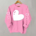 thumbnail image 5 of Heart Sweatshirt Womens Long Sleeve Pullover Shirt Crewneck Trendy Cute Tops Holiday Valentines Day Outfits, L Pink, 5 of 5