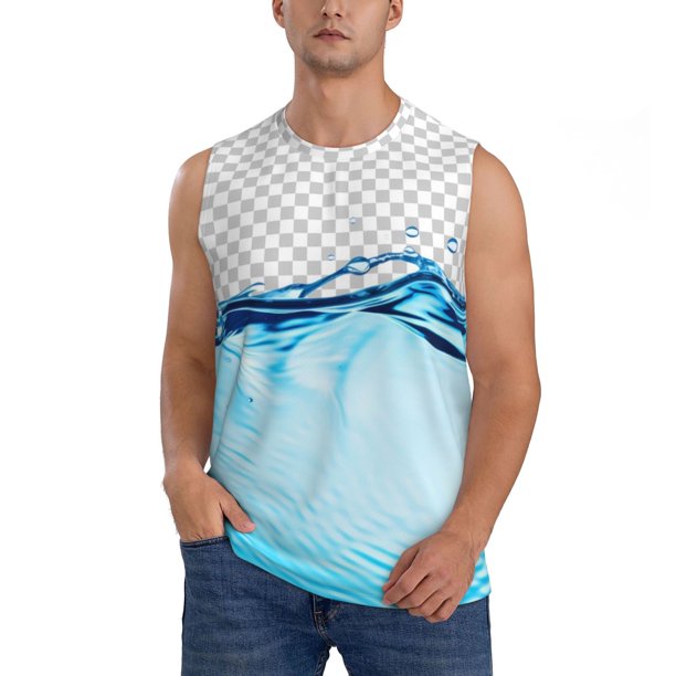 Fotbe Crystal Clear Water Splash Men's Camiseta sin Mangas Estampada para Hombres, Playera Casual para Gimnasio, Entrenamiento, Playa-3X-Large