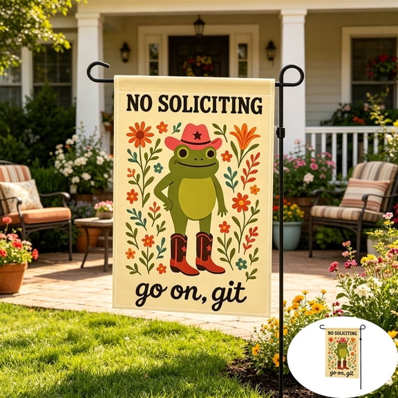 Double Sided Western Cowboy No Soliciting Garden Flag Floral Yard Sign Outdoor Home Patio Decor Gift