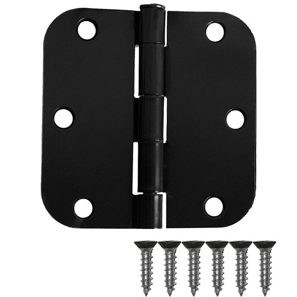 Ilyapa 48 Pack Matt Black Interior Door Hinges, 3.5 x 3.5 Inch Matte Hinges for Doors with 5/8 Inch Radius Corners, Black Interior Hardware