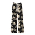 thumbnail image 6 of Yteetum Women's Lounge Wide Leg Pants Drawstring Elastic Waist Palazzo Pant Fall Casual Floral Print Loose Comfy High Waisted Loungewear Trousers, 6 of 6