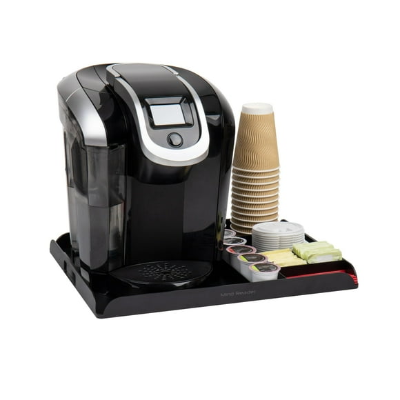 Mind Reader Coffee Station Serving Tray, 7 Pod Capacity, Countertop Organizer, Storage, 44.5L x 33.7W x 3.2H cm, Black