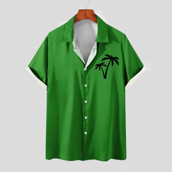 lcziwo Aloha Shirt Men Big and Tall,Hawaiian Shirts for Men Loose Short Sleeve Mens Beach Shirts Resort Casual Shirts 2024 Clearance,Green S