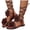 Brown, variant on Women's Flower Lace Up Sandals Braided Strappy Tie up Flat Sandal Lightweight Open Toe Floral Beach Slide Shoes 2026 Brown Size 7