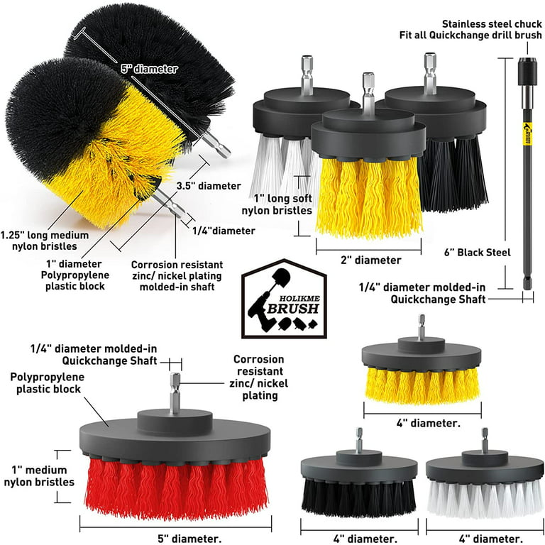 11 Pieces Drill Brush Attachment Set .BP PRO Scrub Brush Power Scrubber  Drill Brush Kit Scouring Pad .Cleaning Kit for Bathroom, Toilet, Grout,  Floor
