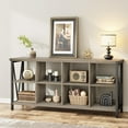 thumbnail image 1 of Yiwa 8 Cube Storage Organizer Bookshelf, 3 Tier Metal Horizontal Bookcase, 62 Inch Console Bookshelves, Industrial Storage Bookcase for Entryway, Long Low Bookshelf for Living Room, 1 of 6