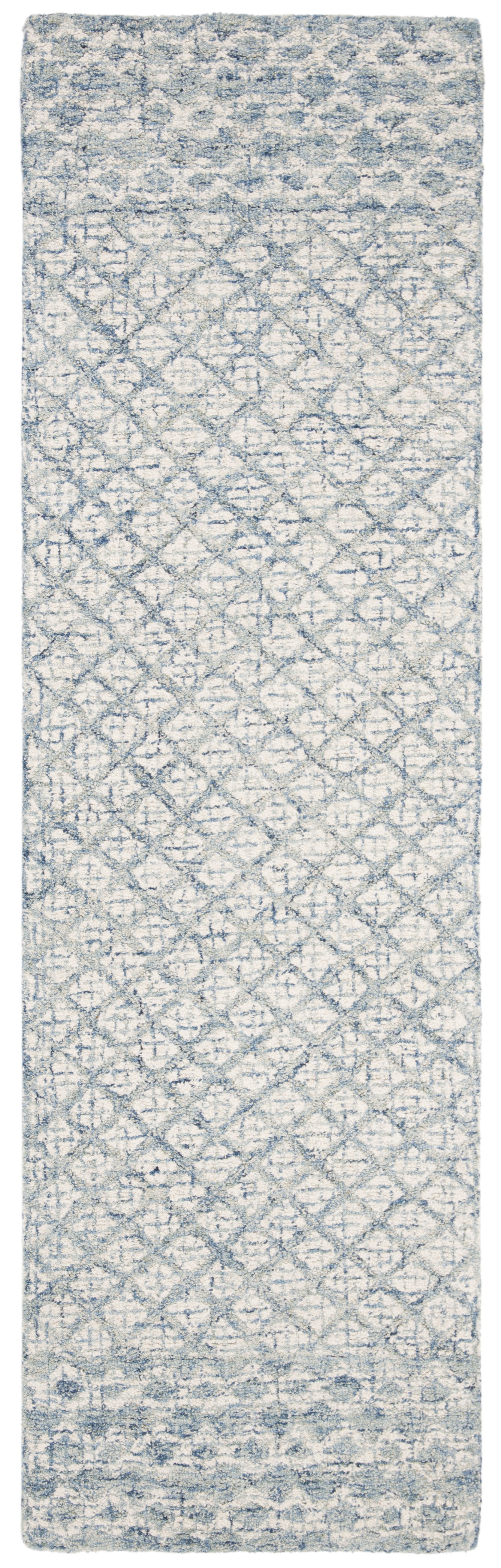 SAFAVIEH Abstract Ryder Abstract Wool Runner Rug, Blue/Ivory, 2'3" x 8'