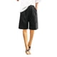 thumbnail image 2 of Bermudas casuales AURIGATE para mujer, de algodón y lino, con cintura elástica, hasta la rodilla y bolsillos., 2 of 5