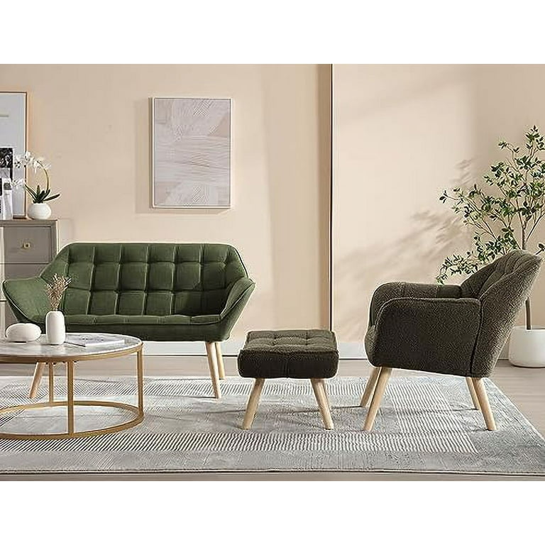 Jarenie 50.6 Small Loveseat Sofa, Mid Century Modern Love Seat Couch with  Back Cushions and Wood Legs, 2 Seater Small Couches for Living Room