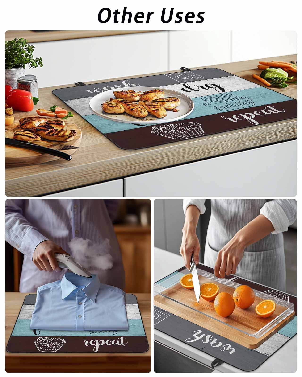 Stove Top Covers for Electric Stove, Laundry Room Glass Stovetop Cover Protector, Wash Dry Fold Repeat Splicing Colorful Wood Induction Cooktop Protector Oven Mat for Kitchen Countertop 24"x21"