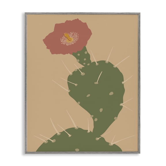 Stupell Industries Bohemian Prickly Boho Cactus Flower Modern Pictorial Plant Gray Framed Giclee Art, 11 x 14, by Kamdon Kreations