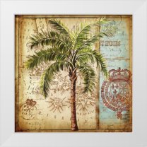 Tre Sorelle Studios 15x15 White Modern Wood Framed Museum Art Print Titled - Antique Nautical Palms II