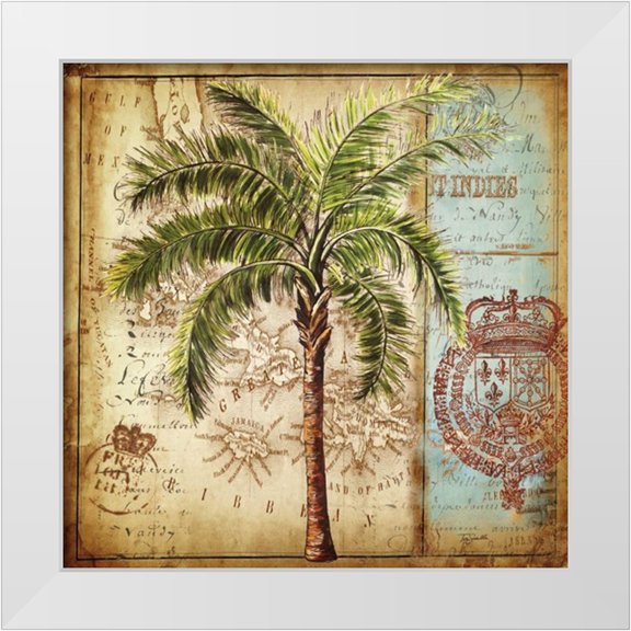 Tre Sorelle Studios 15x15 White Modern Wood Framed Museum Art Print Titled - Antique Nautical Palms II