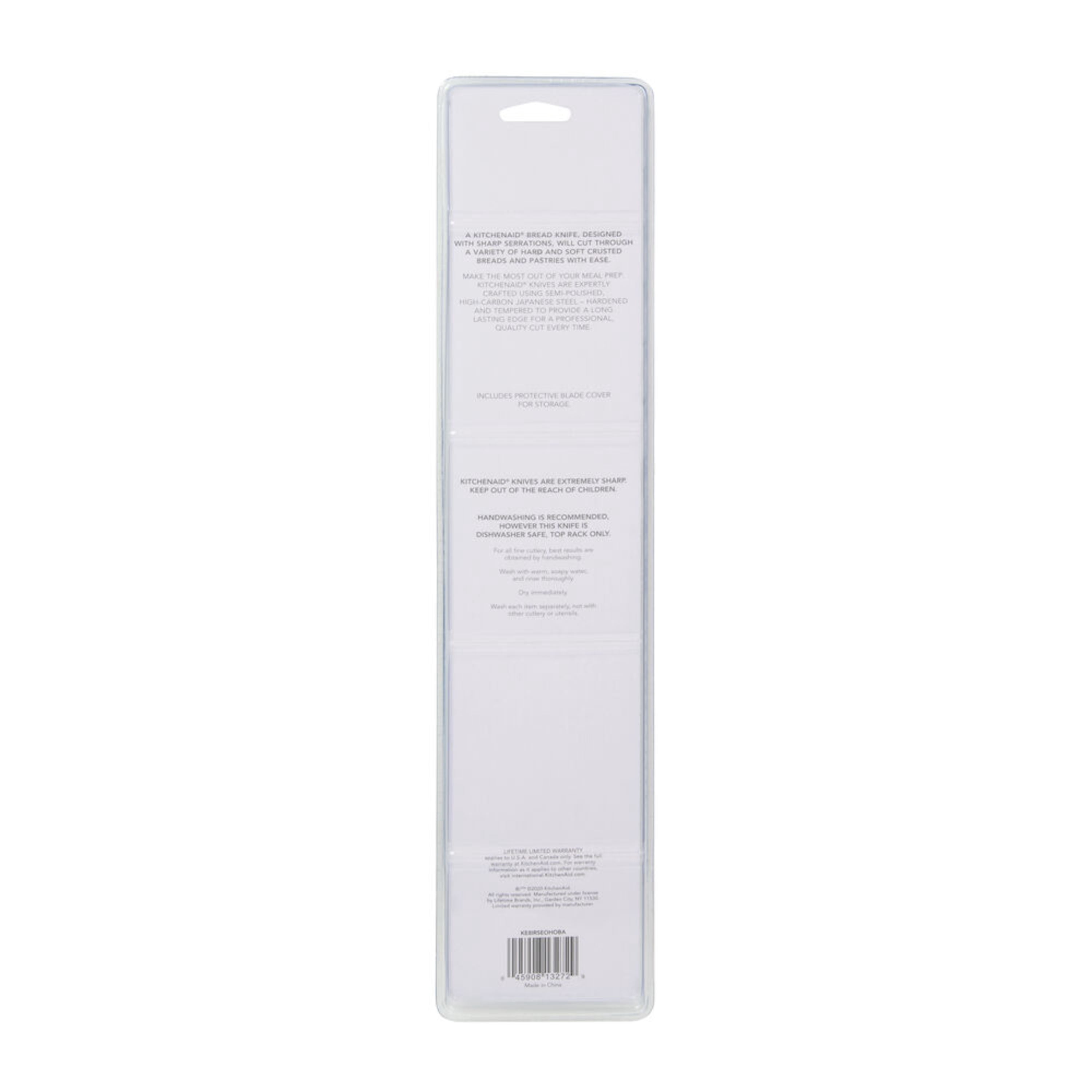 Kitchenaid Classic Serrated Bread Knife with Endcap and Blade Cover, 8-inch, Black