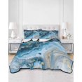 thumbnail image 3 of Blue Gold Marble Twin Size Down Alternative Comforter, Lightweight Comforter Quilt Bedding Set with Pillow Shams Modern Abstract Geometric Gradient All Seasons Bed Comforter Duvet Insert 68"x86", 3 of 7