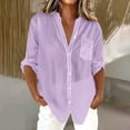 thumbnail image 2 of ManxiVoo Women's Casual Shirt Button Down Long Sleeve Blouse with Sparkle Sequin Detail and Pockets XXL Size Purple, 2 of 6