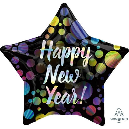 18 inch Iridescent New Year Bubbles Anagram Foil Mylar Balloon - Party Supplies Decorations