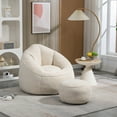 thumbnail image 4 of BSHTI 40"Bedding Bean Bag Sofa Chair,High Pressure Foam Bean Bag Chair,Adult Material with Padded Foam Padding Compressed Bean Bag With Footrest-Beige, 4 of 26