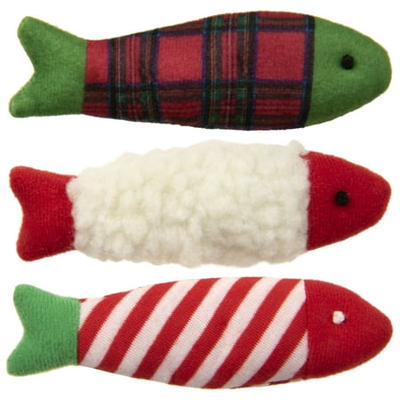 SmartyKat Catnip Fish Holiday Soft Plush Catnip Cat Toys with Pure Potent Catnip  3 count