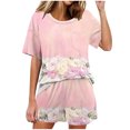 thumbnail image 1 of Conjunto de Pijama de las Mujeres de Moda Casual Color Sólido Casa Manga Corta Cuello Redondo Superior Y Pantalones, Ropa de Salón, 1 of 8