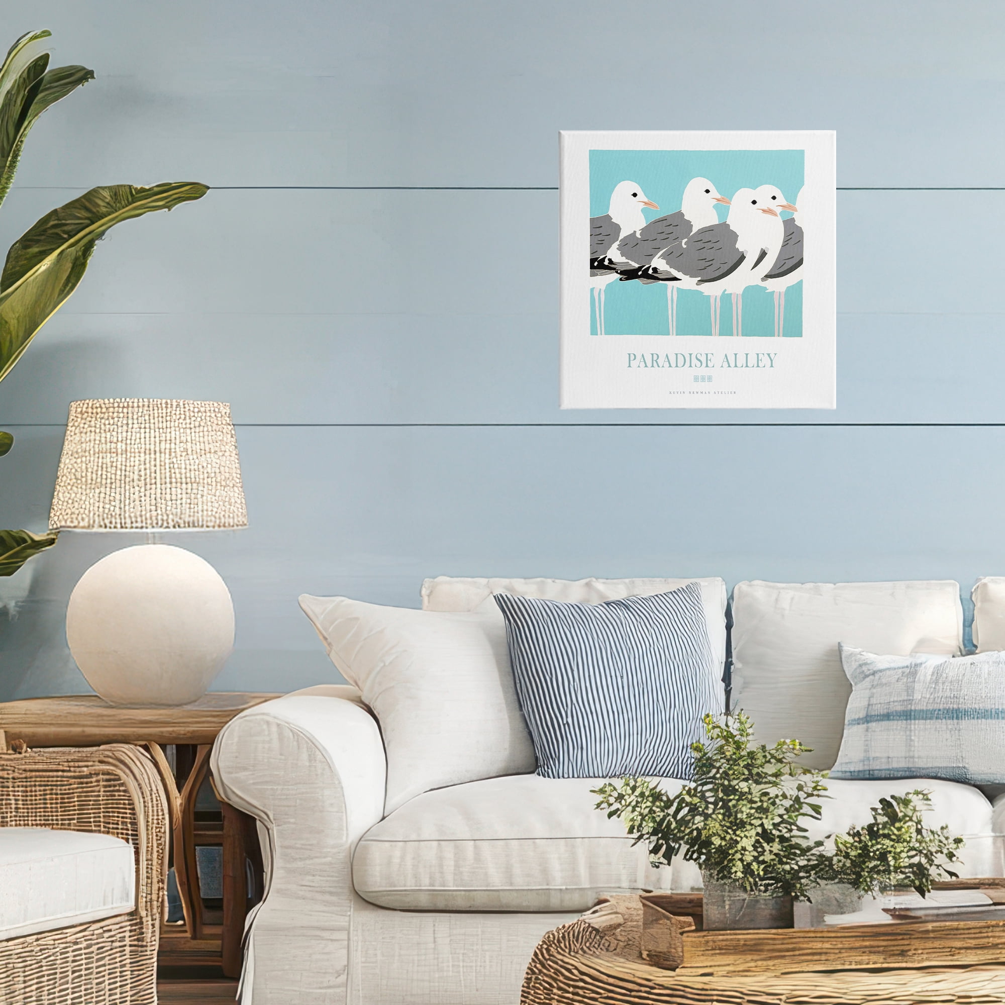Stupell Industries Paradise Alley Seagull Gathering Canvas Wall Art, design by Jadei Graphics
