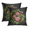 thumbnail image 1 of BOSDECO Floral Roses Classical Vintage Buds of on Flowers Renaissance Templates Embroidered Designs Pattern Leaf PillowCase Pillow Cover 18x18 inch Set of 2, 1 of 1