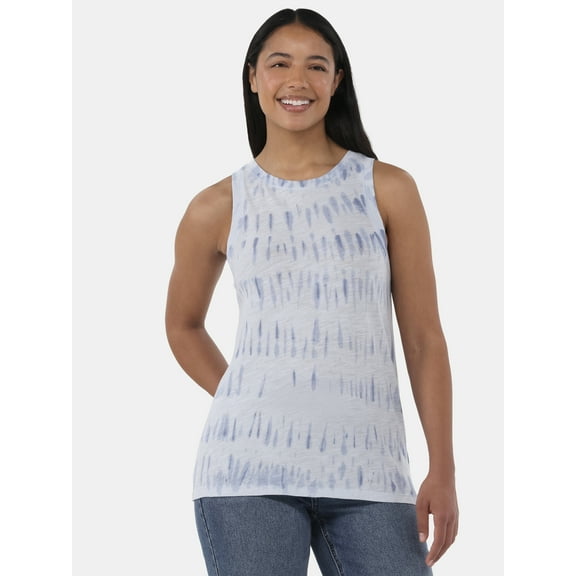 Time and Tru Women's Tie Dye Cotton Tank Top with High Neck, Sizes XS-XXXL