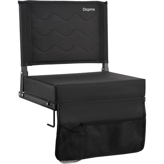 Stadium Seats for Bleachers with Back Support, Bleacher Chairs with Back and Cushion,Bleacher Seats Portable Stadium Seats Thick Padded Folding Chair Comfort for Sports Events,Black
