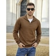 thumbnail image 4 of COOFANDY Men's Quarter Zip Up Pullover Slim Fit Lightweight Mock Neck Long Sleeve Sweaters Light Brown M, 4 of 5