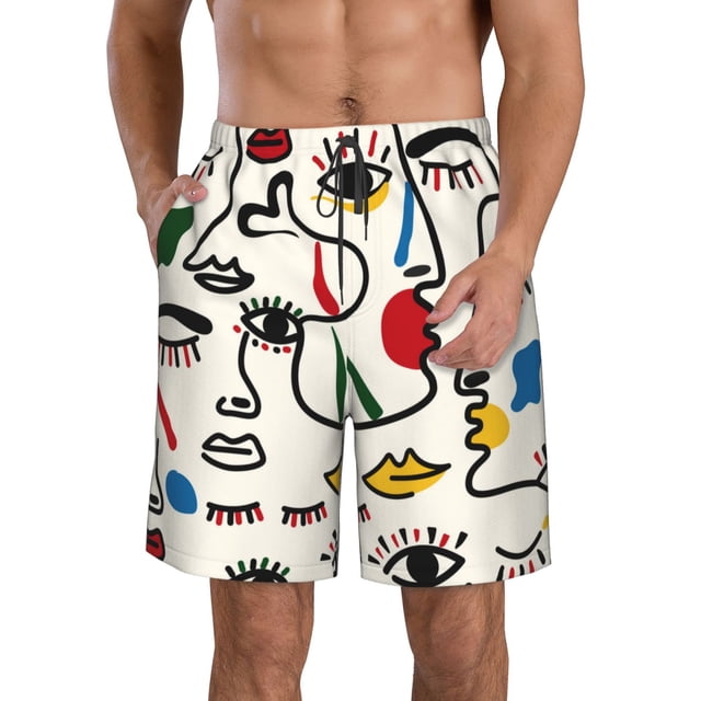Fotbe Aabstract Eyes Trajes de Baño Estampados para Hombre, Shorts de Verano de Secado Rápido, Ropa de Playa, Bañadores-Medium