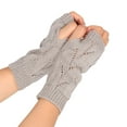 thumbnail image 1 of Casual Solid Knit Fingerless Mittens For Daily Use Warm Textured Handwear Comfortable Wrist Winter, 1 of 3