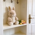 thumbnail image 3 of Lifelike Sitting Easter Bunny Plush Figurine, Realistic Golden Mink Furry Rabbit, Stuffed Animal, Soft Plush Figure, for Spring Home Decor, Tabletop Shelf Display, Window Accents, 10in, Brown, 3 of 7