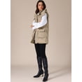 thumbnail image 3 of DARING DIVA Women's Puffer Vest Coat Hooded Zip Up Long Sleeveless Jacket S Khaki, 3 of 6