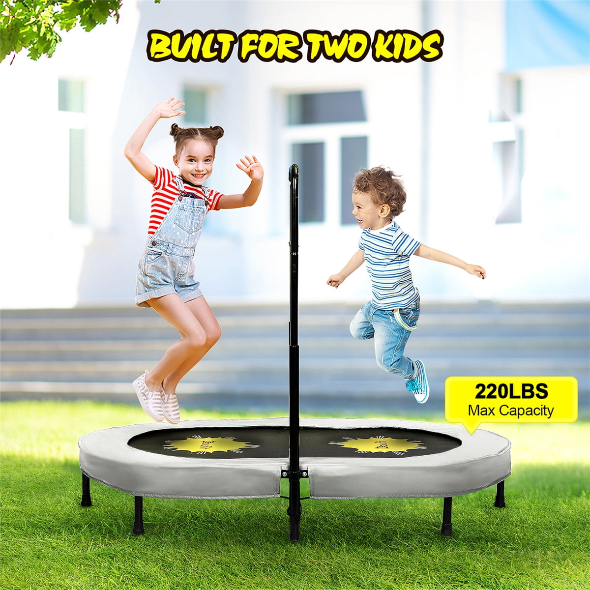 Doufit 220 Lb Trampoline Intérieur avec Poignée Réglable Double